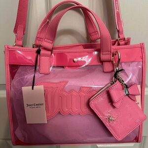 Juicy Couture Pink Transparent Tote Bag whit purse bow new
